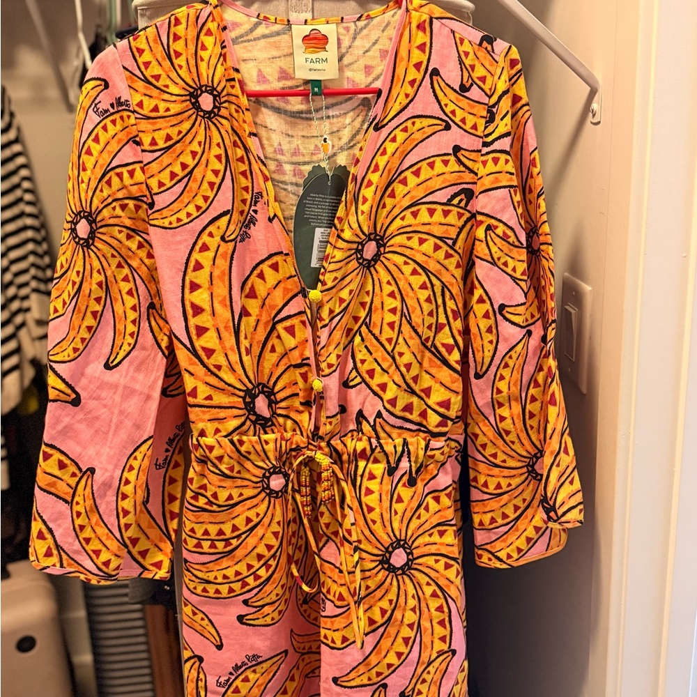 FARM Rio Pink and Orange Floral Dress